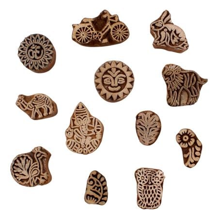 Set of 12 Piece New Mix Wooden Printing Blocks